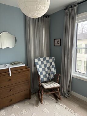 Checked blue and white blanket